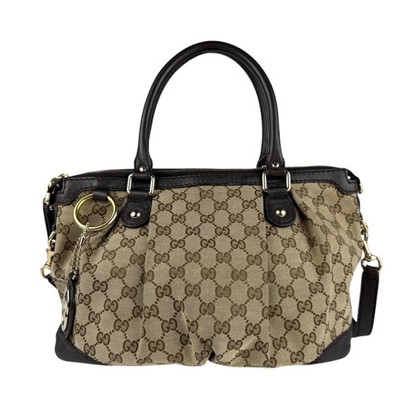 GUCCI Brown Leather Shoulder Bag - Picture 1 of 5